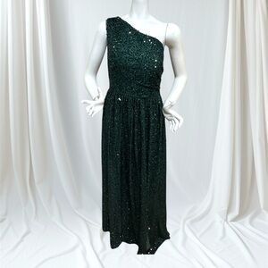 Elegant One-Shoulder Green Dress size L